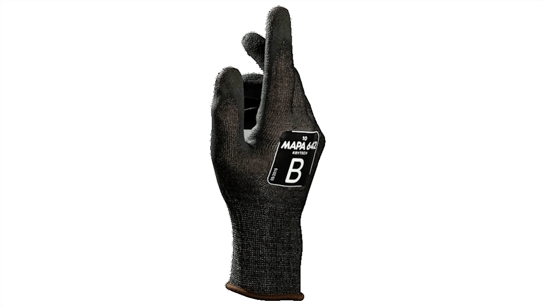 Mapa KRYTECH 642 Black Nitrile Cut Resistant Gloves, Size 6, Nitrile Foam Coating