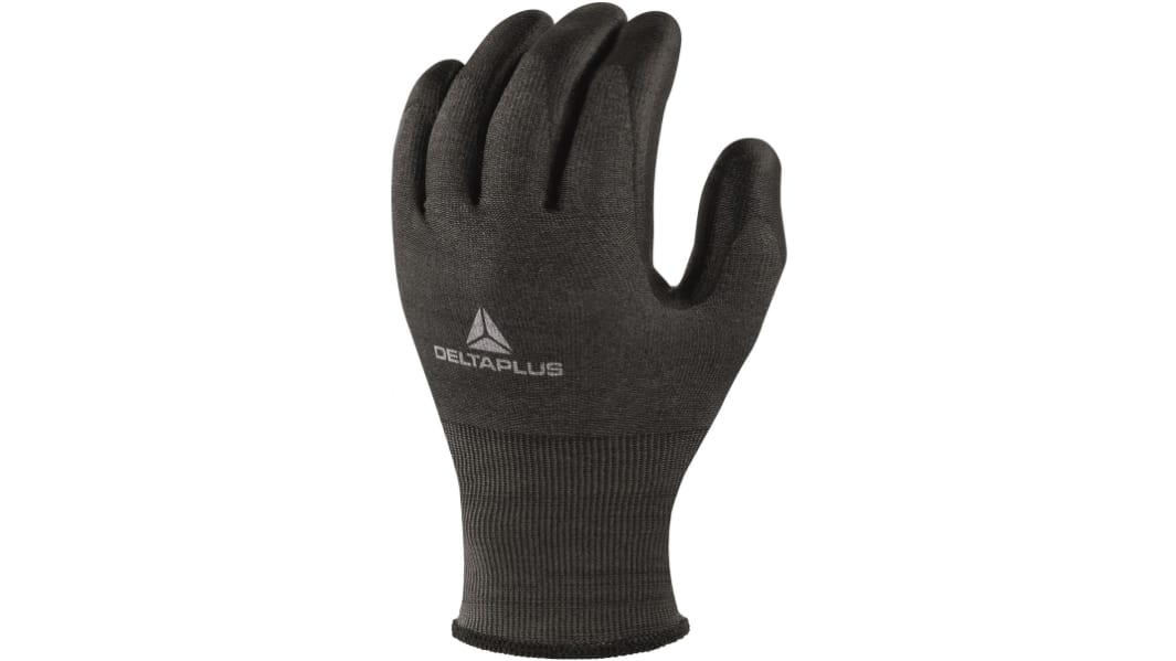 Delta Plus Black Carbon Fibre Anti-Static General Handling Gloves, Size 10, Polyurethane Coating