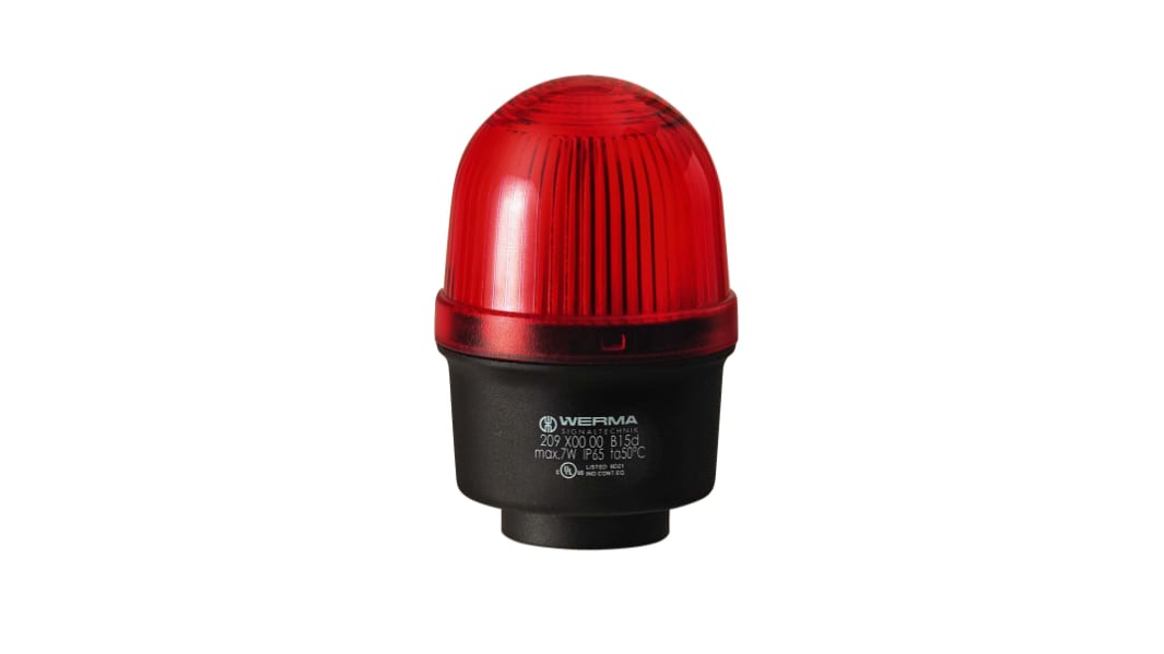 Werma 209 Series White Continuous lighting Beacon, 12 <arrow/> 230 V, Tube Mounting, LED Bulb, IP65