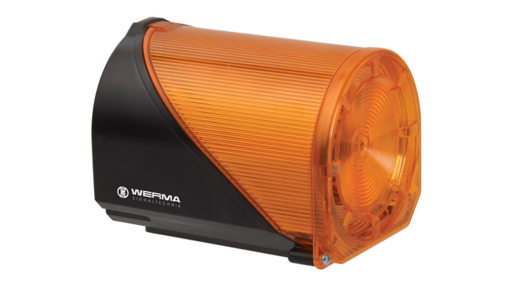 Werma 444 Series Yellow Sounder Beacon, 32 → 48 V, IP65, Base Mount, Wall Mount, 114dB at 1 Metre