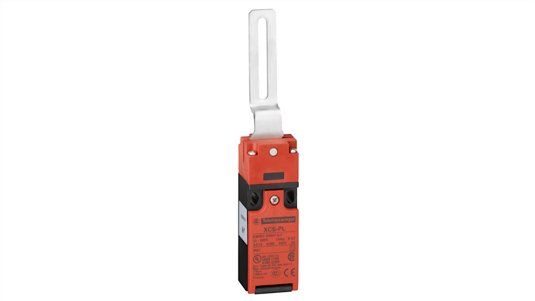 Telemecanique Sensors XCS Safety Interlock Switch, 2NC/1NO, Elbowed Flush Lever Actuator Included, Polyamide, Guard Lock
