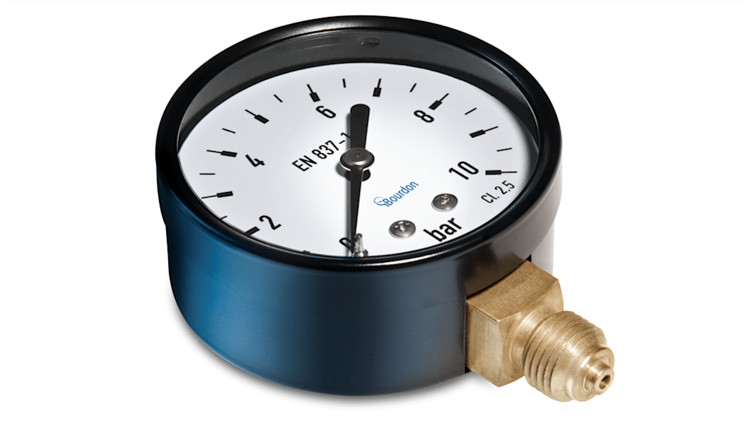 Bourdon G 1/4 Analogue Pressure Gauge 0bar Bottom Entry 63mm Outside Diameter
