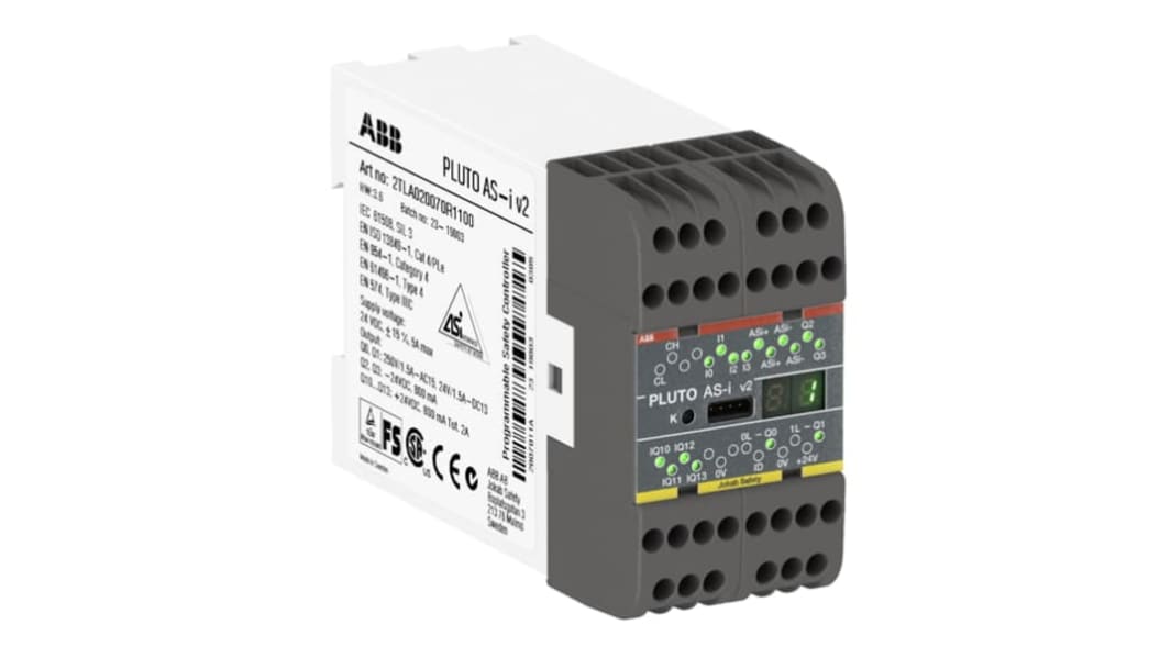 Controlador de seguridad ABB AS-i v2 Pluto, 8 E/4 S, 24 V CC