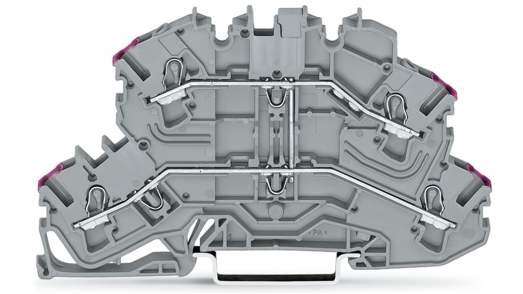 Bloc de jonction rail DIN WAGO TOPJOB S, 2002, 2.5mm², Borne à cage enfichable, Gris