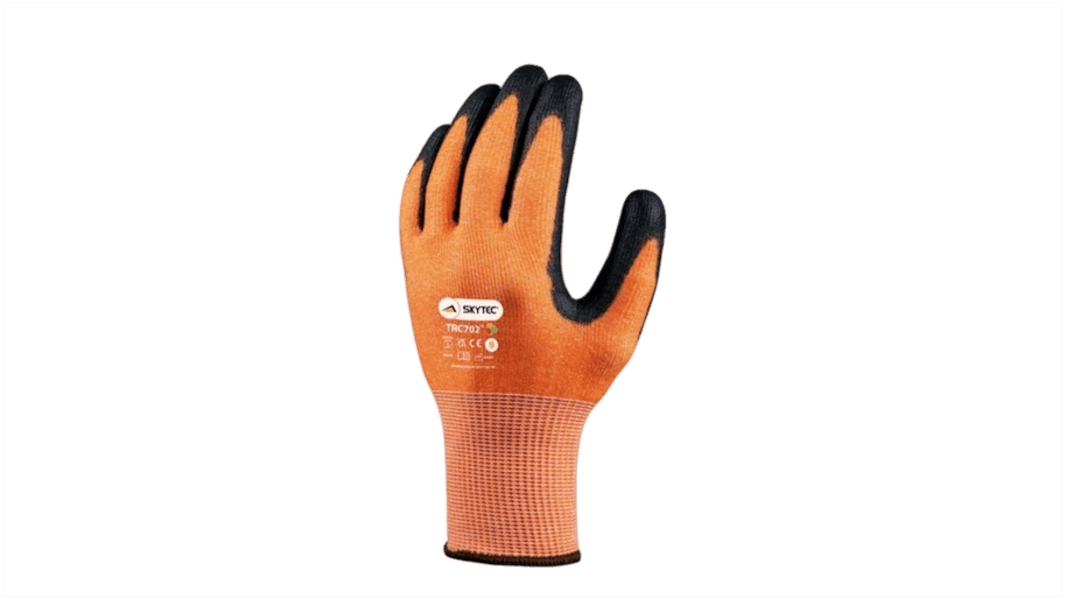 Guanti antitaglio Skytec, Tg. 7, in Fibra di vetro, HPPE, Nylon, col. Nero, Arancione