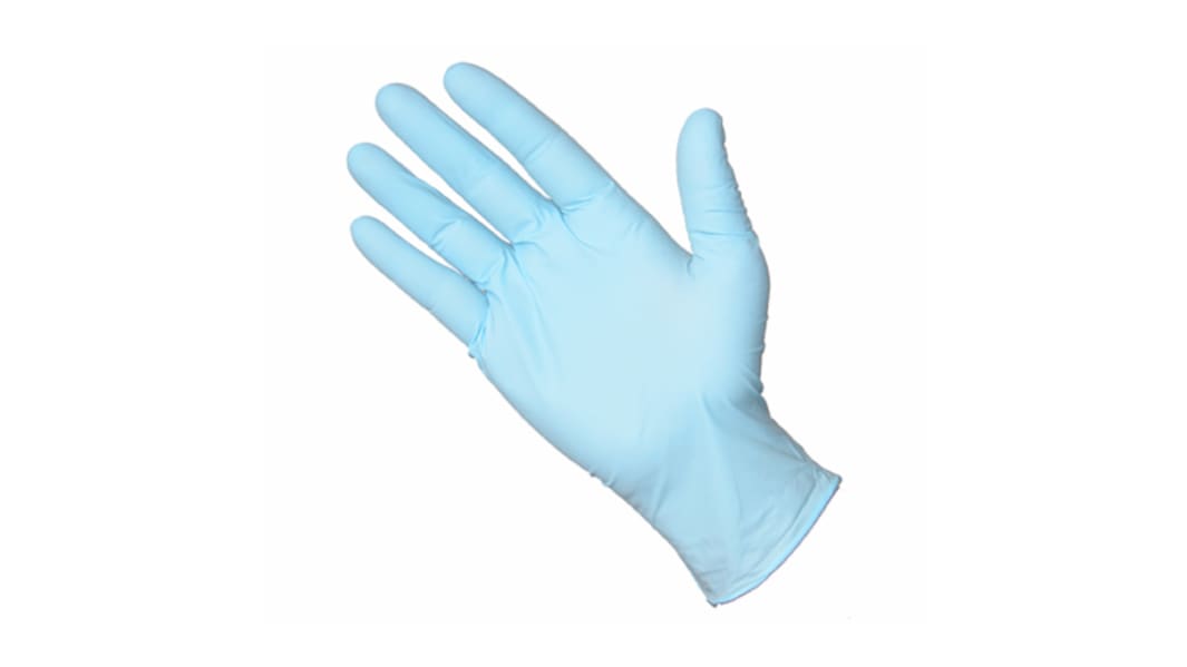 RS PRO Blue Powder-Free Nitrile Disposable Gloves, Size L, 100 per Pack