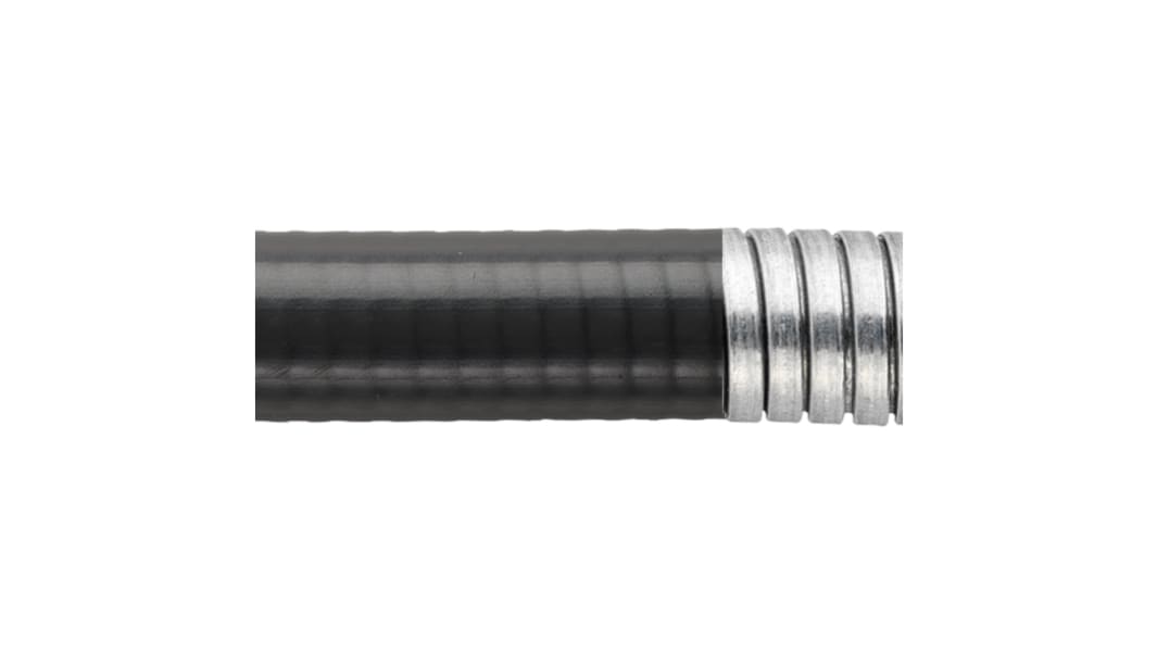 Flexicon Flexible, Liquid Tight Conduit, 16mm Nominal Diameter, Stainless Steel, Black