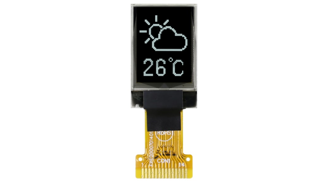 Midas 0.71in White Passive matrix OLED Display 48 x 64pixels COT I2C Interface