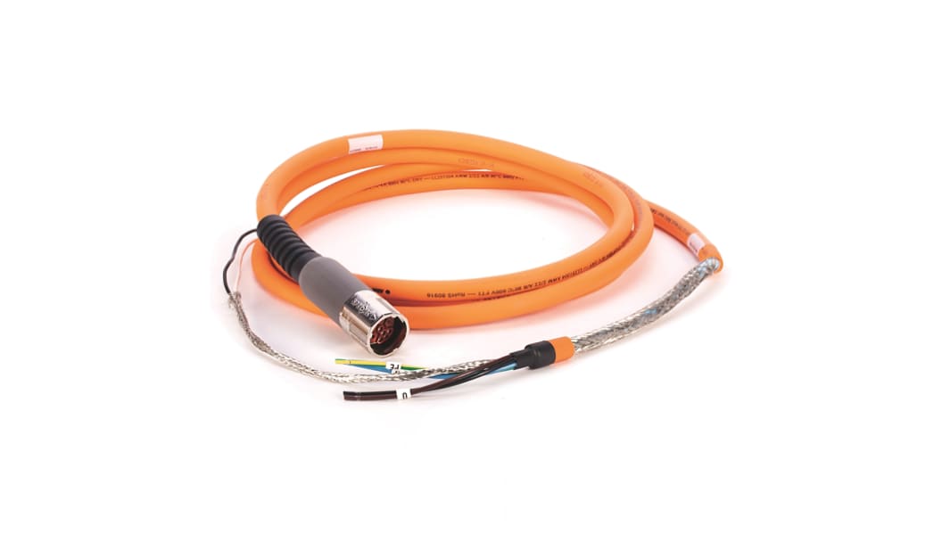 Cable de alimentación Potencia Allen Bradley, long. 303.53mm, 60 V, funda de PVC, Naranja