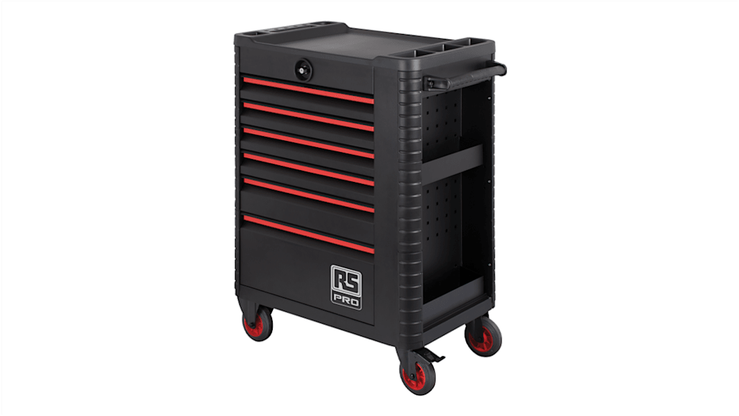 RS PRO 6 Drawer Steel Wheeled Tool Chest Tools Included