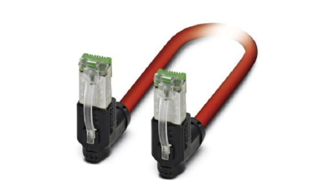 Câble Ethernet Phoenix Contact catégorie 5, Blindé, Rouge, Longueur 2m, avec connecteur coudé
