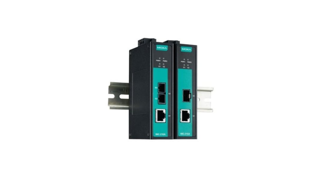 MOXA 10/100T, RJ45 Ethernet Media Converter, Single Mode, 10/100/1000Mbit/s, Full Duplex 0.55km