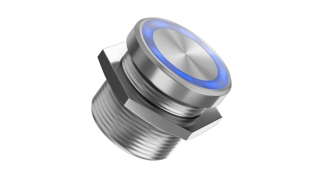 Interruptor piezo, 200mA SPST, Terminales de Cable flexible IP69, Color Aluminio natural, -20 → +75°C
