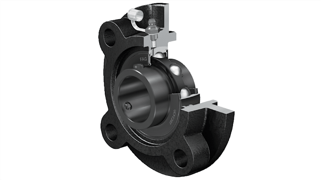 Cuscinetto flangiato FAG, 4 fori di montaggio, Ø int 30mm, dimensioni 125mm x 32.2mm, in Ghisa