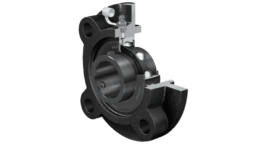Cuscinetto flangiato FAG, 4 fori di montaggio, Ø int 40mm, dimensioni 145mm x 41.2mm, in Ghisa