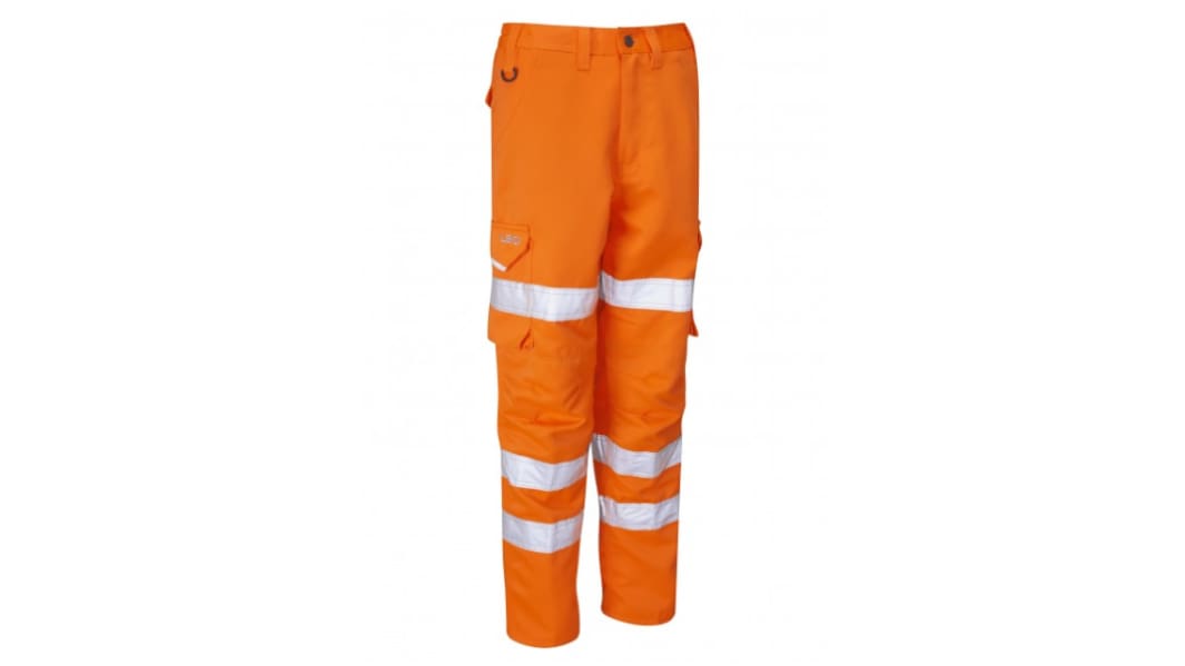 Pantalones de alta visibilidad Leo Workwear para mujer, talla 74 → 82cm, de color Naranja, resistentes a