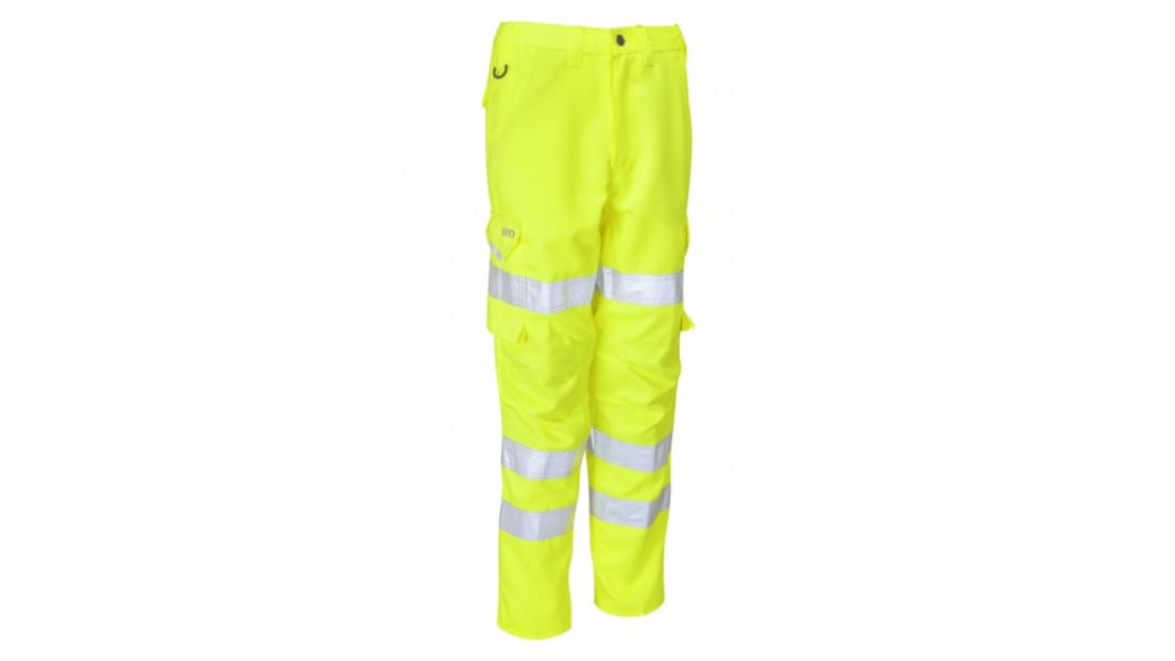Leo Workwear CL01-Y Yellow Hi-Vis, Stain Resistant, Waterproof Hi Vis Trousers 114 → 122cm Leg Length 29in