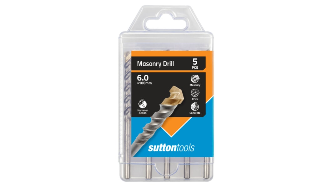 Sutton Tools Carbide Tipped Masonry Drill Bit for Masonry, 6mm Diameter, 100 mm Overall