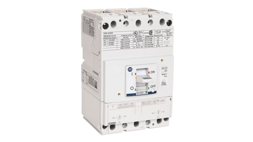 MCCB Allen Bradley, 3 Polos, 250A, Montaje en bastidor de módulo, 140G, 140G