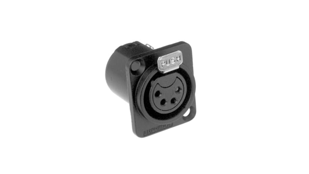 Amphenol Industrial-Connecteur XLR Femelle Droit 4 voies Montage sur châssis, placage Argent
