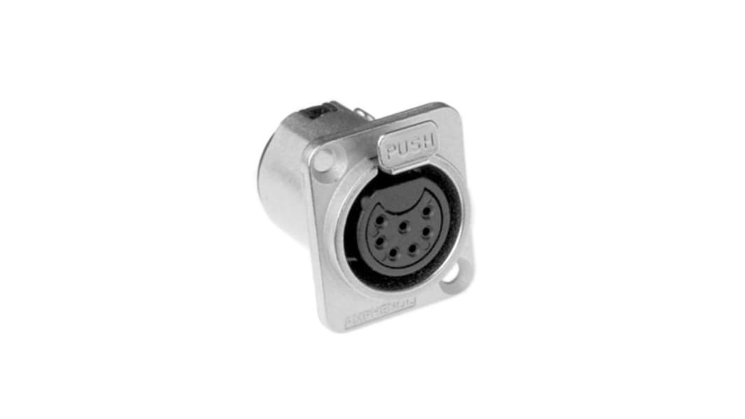 Amphenol Industrial Chassis Mount XLR Connector, Female, IP40, 133 V, 7 Way, Gold Plating