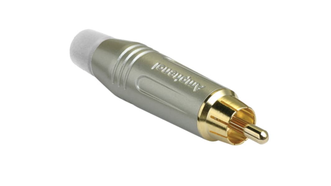 Amphenol Industrial Satin Gold Cable Mount RCA Plug, Gold, 10A