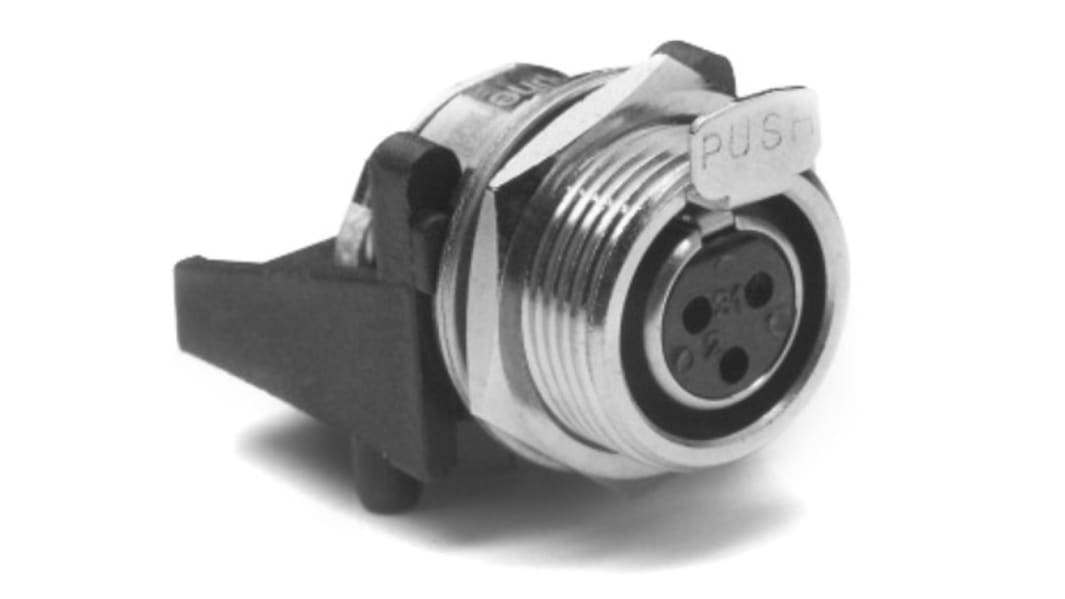 Amphenol Industrial Chassis Mount XLR Connector, Male, IP00, 50 V, 4 Way, Nickel Plating