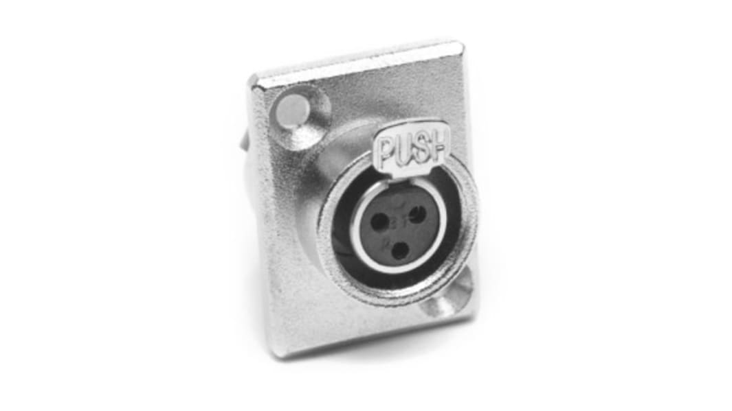 Amphenol Industrial Buchse Gerade 6-polig Gehäusemontage vernickelt Schwarz, Silber XLR-Steckverbinder, 50 V