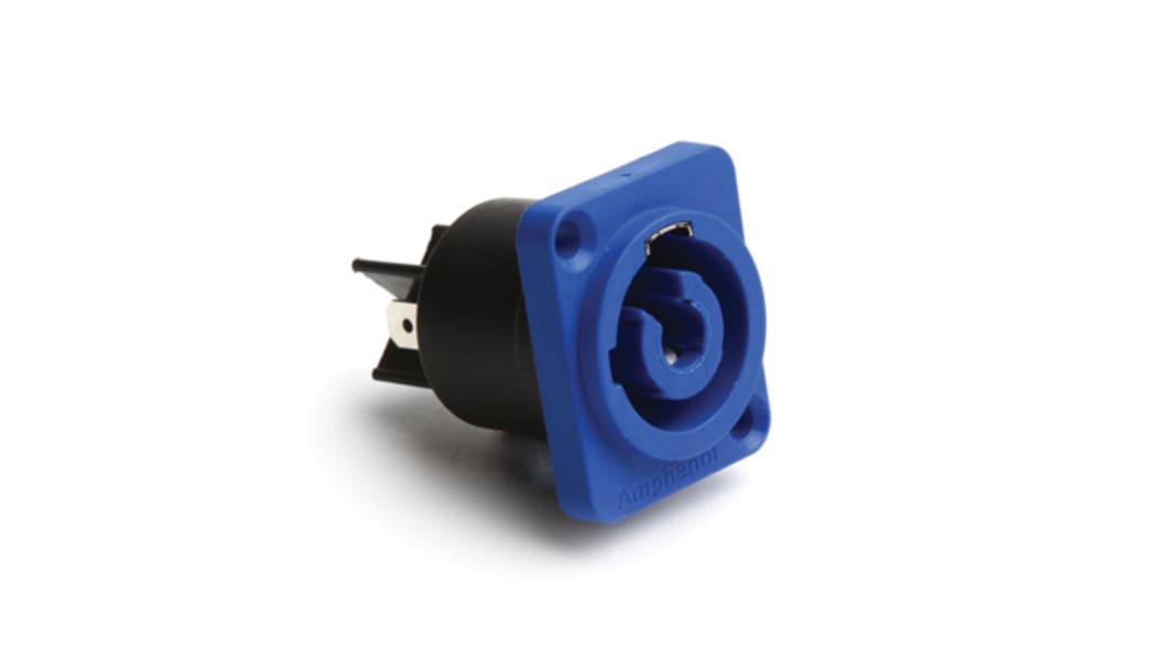 Amphenol Industrial, HP IP54 Blue Panel Mount 3P Power Connector Plug, Rated At 25A, 250 V No