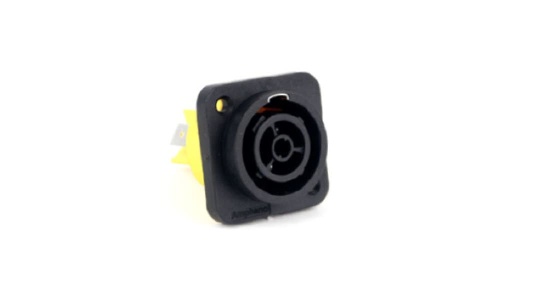 Amphenol Industrial, HPT IP65 Black Panel Mount 3P Power Connector Socket, Rated At 16A, 250 V No