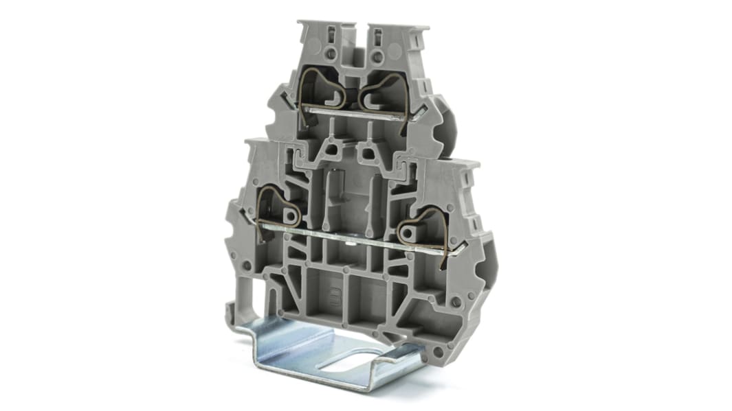 Bloc de jonction de traversée RS PRO, 4mm², Cage à ressort, Gris
