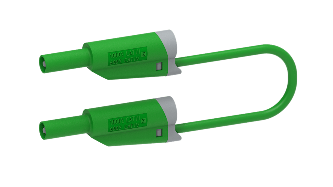 Electro PJP Test lead, 36A, 1kV, Green, 1m Lead Length