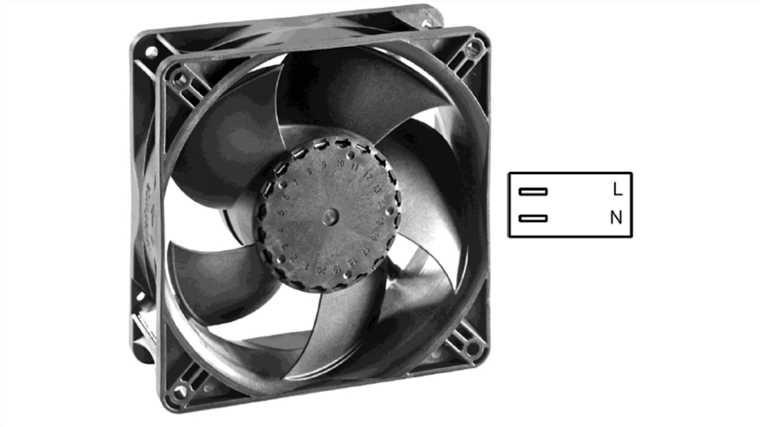Ventilateur axial AxiACi 120 ebm-papst 115 V c.a., 230 V c.a., 110m³/h, 120 x 120 x 38mm, 3.6W, Diamètre 0.0mm