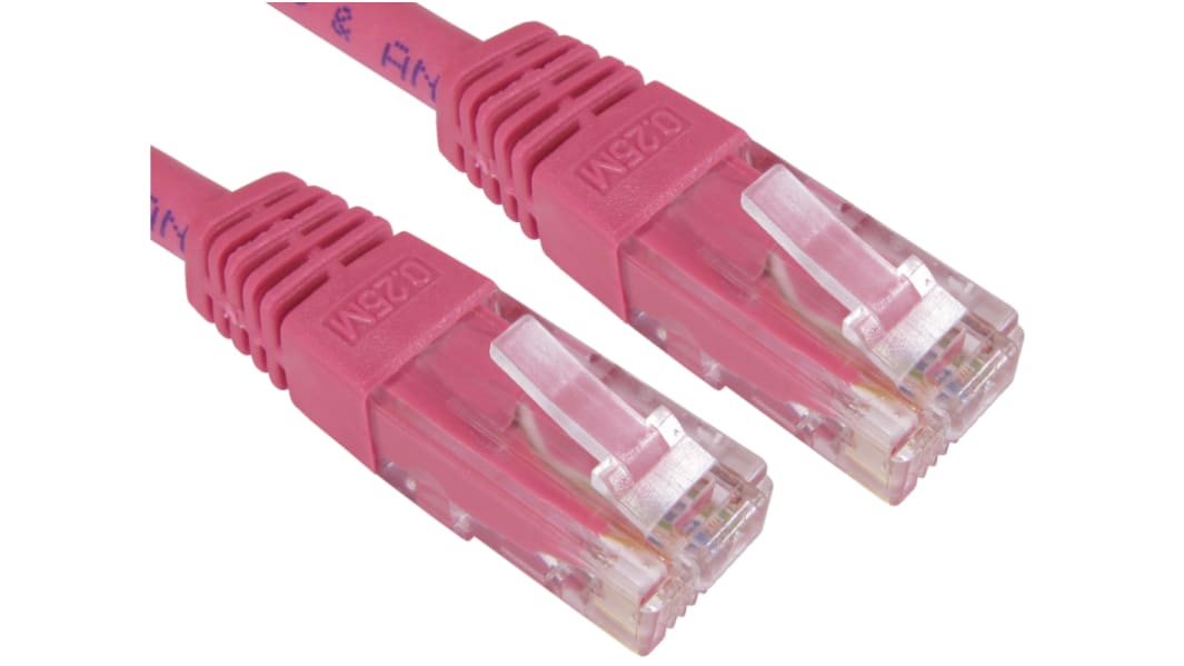 RS PRO, 1.5m Cat6, Pink RJ45 to Male RJ45 Male, UTP, Terminated PVC Sheath