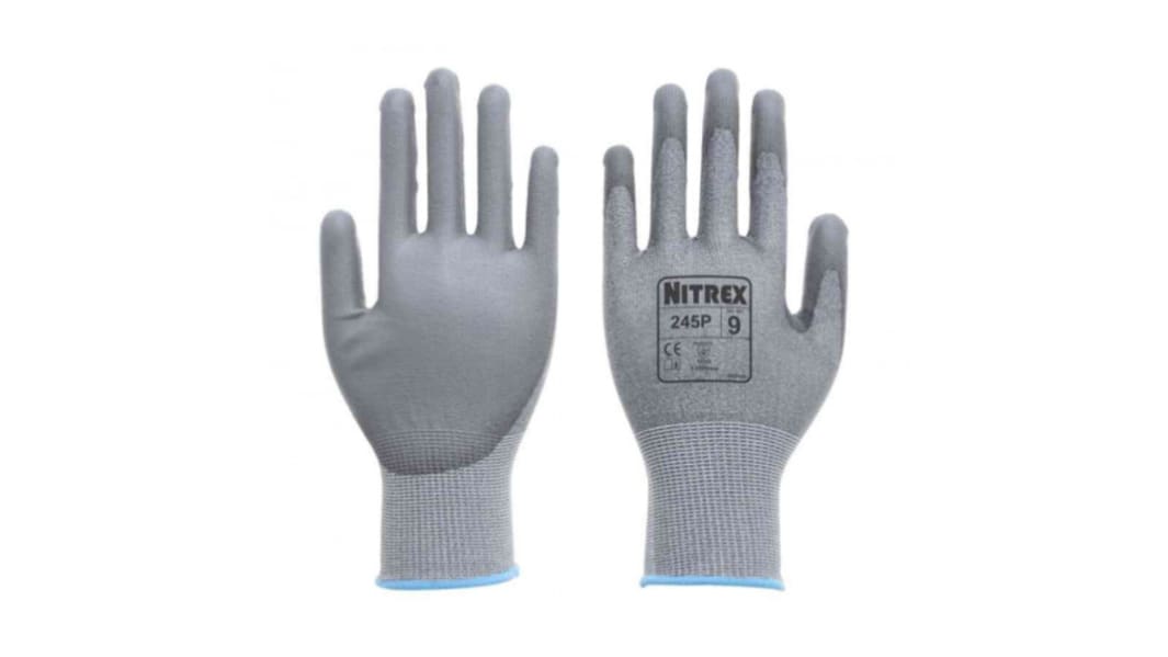Unigloves 245P Grey Glass Fiber, HPPE, Polyester, Spandex, Steel Cut Resistant, Dry Environment, Good Dexterity Work
