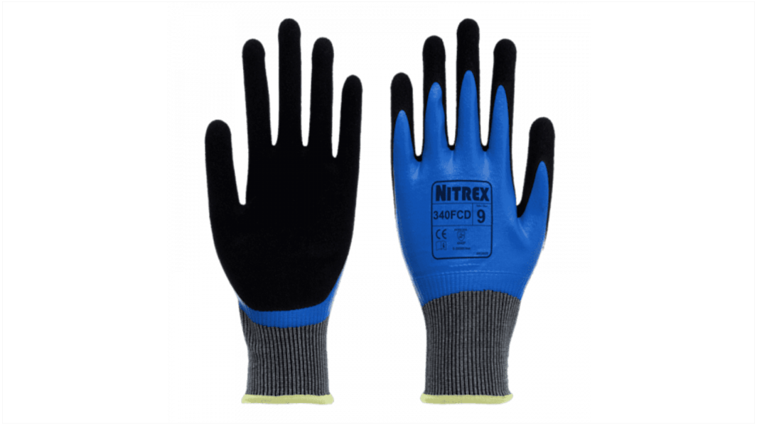 Unigloves 340FCD Blue Glass Fibre, HPPE, Nylon, Spandex Abrasion Resistant, Cut Resistant, Dry Environment, General