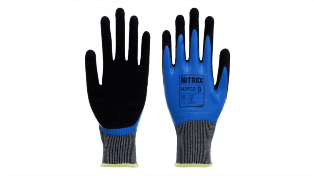 Unigloves 340FCD Blue Glass Fibre, HPPE, Nylon, Spandex Abrasion Resistant, Cut Resistant, Dry Environment, General