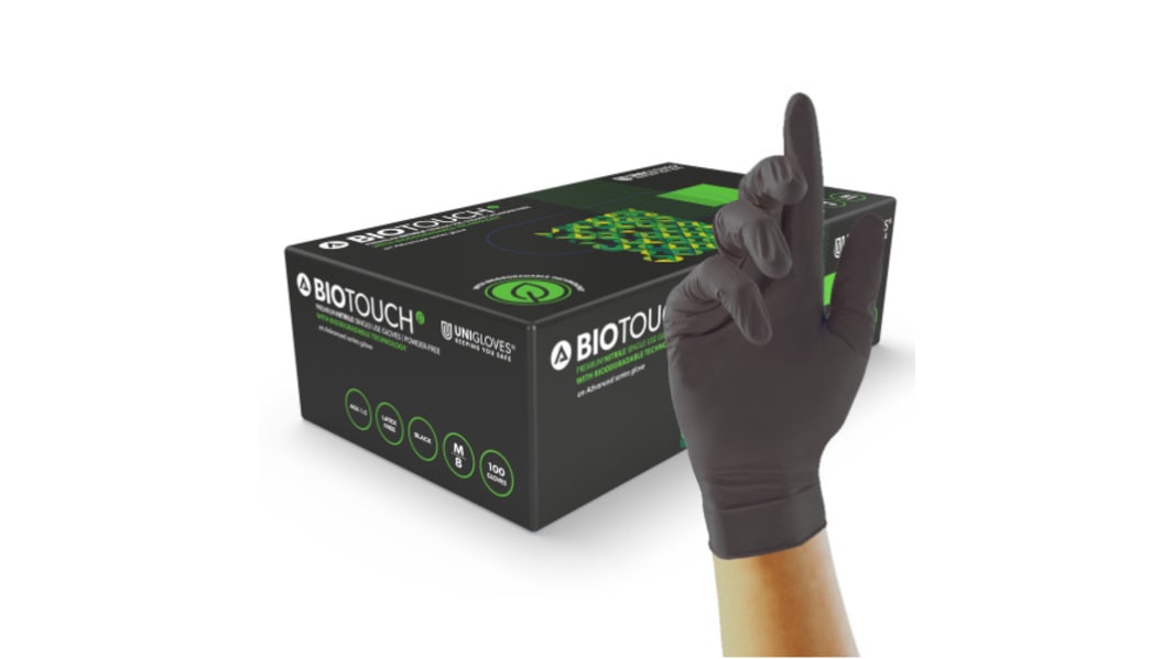 Unigloves GM009* Black Powder-Free Nitrile Disposable Gloves, 100 per Pack