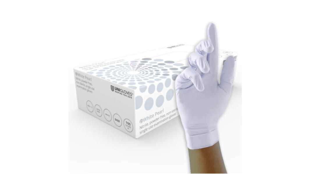 Unigloves GP0*** White Powder-Free Nitrile Disposable Gloves, Size XS, 100 per Pack