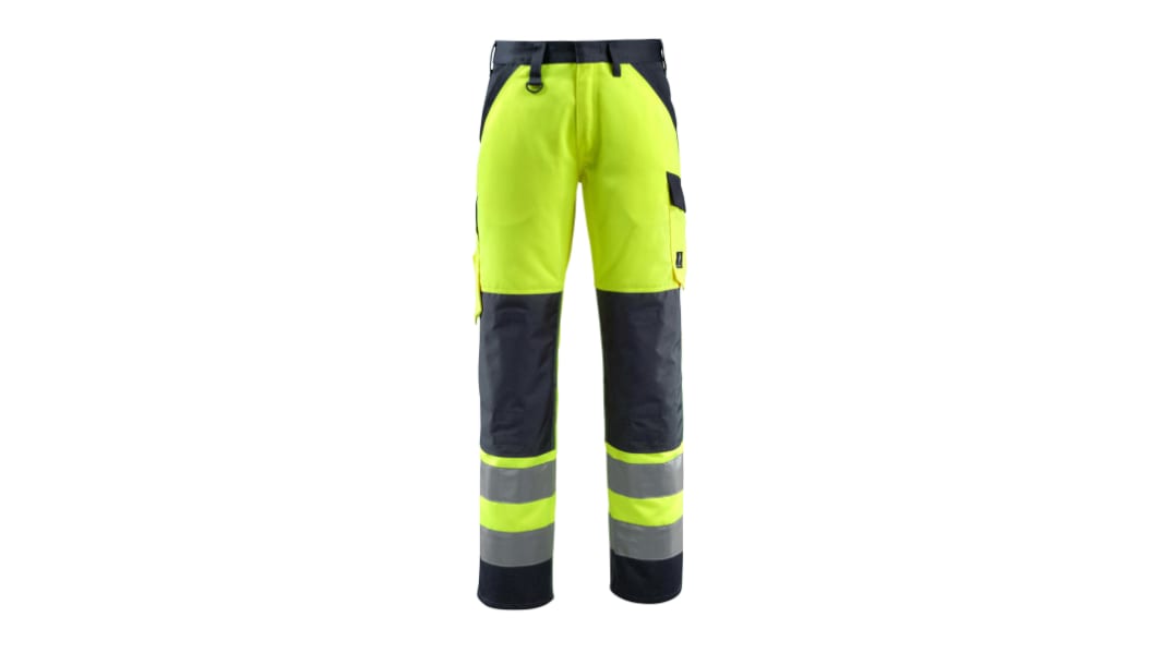 Mascot Workwear 15979-948 Warnschutz-Arbeitshose, Baumwolle, Polyester Gelb/Marineblau, Größe 37Zoll x 32Zoll