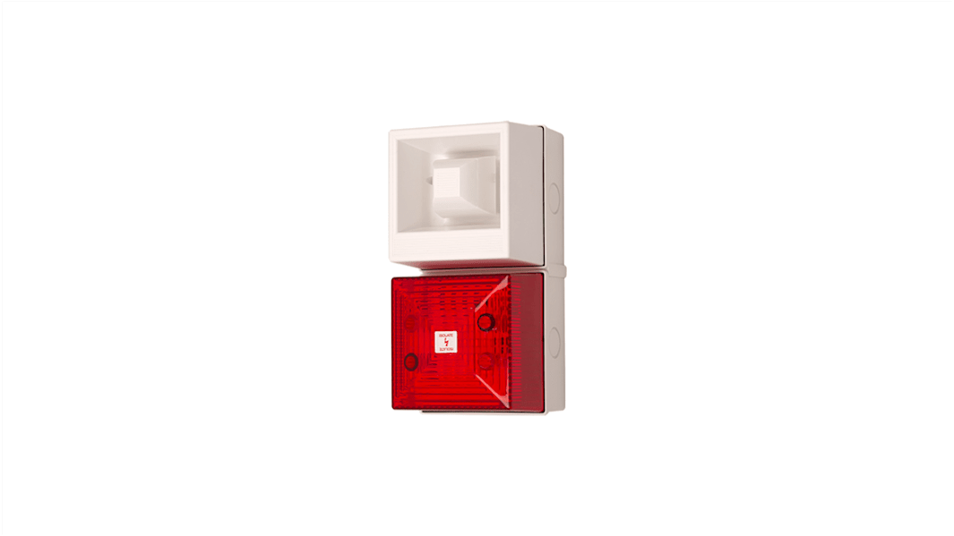 Clifford & Snell YL40 Series Red Sounder Beacon, 24 V dc, IP65, Bulkhead, Flat Wall, 108dB at 1 Metre