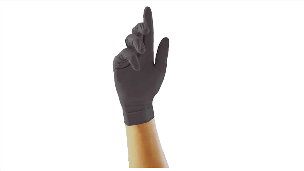 RS PRO Black Powder-Free Nitrile Disposable Gloves, Size S, 100 per Pack