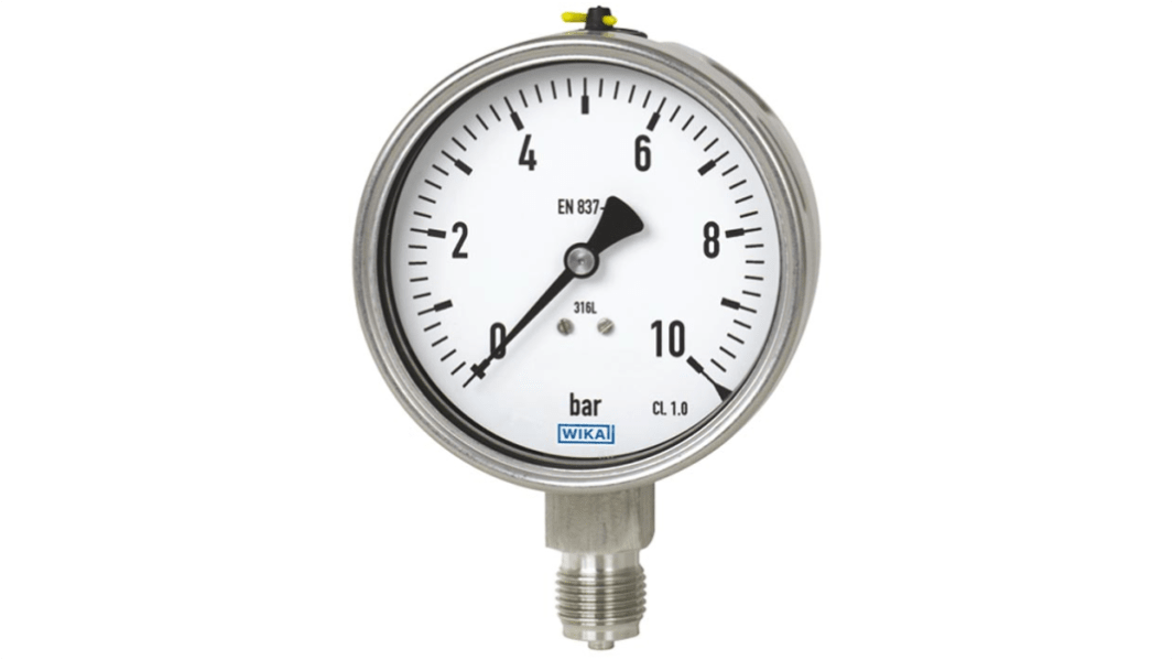WIKA G 1/2 Analogue Pressure Gauge 24bar Bottom Entry 100mm Outside Diameter