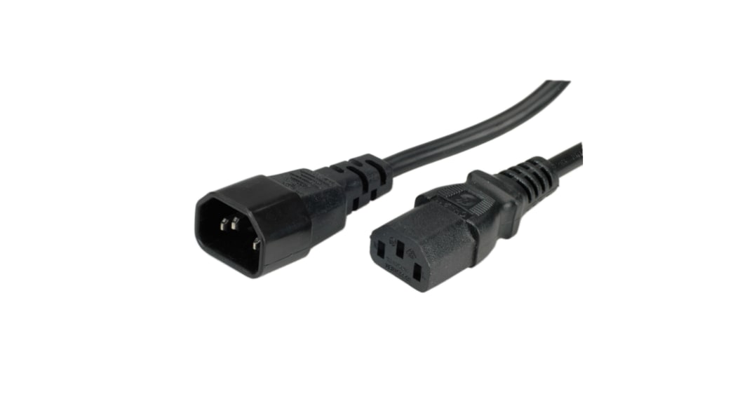 Roline Straight IEC C14 Plug to Straight IEC C13 Socket Power Cable, 1m