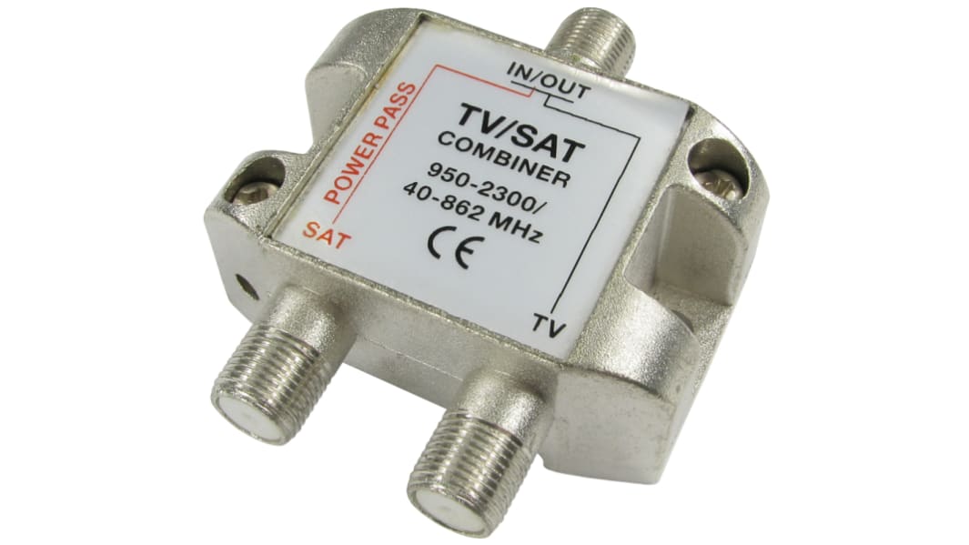 RS PRO TV Aerial RF Splitter F Socket to F & TV Socket