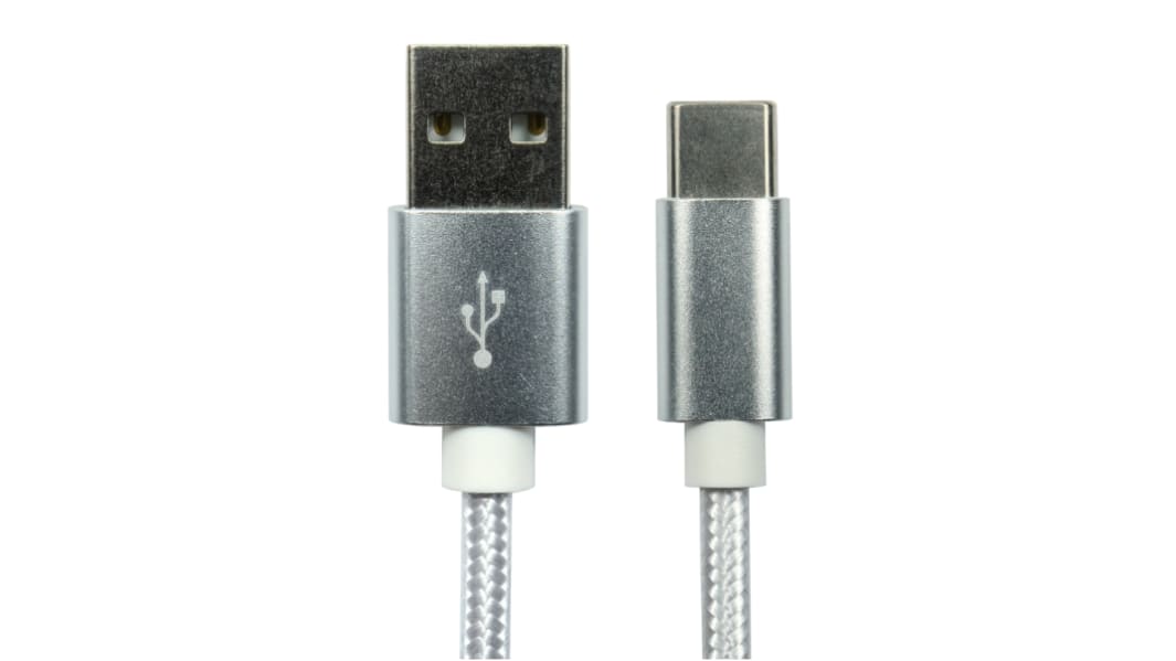 RS PRO USB 2.0, Male USB C to Male USB A, 1.8m