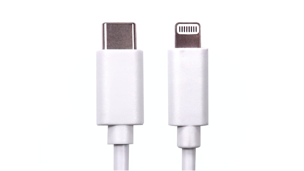 Câble USB RS PRO USB C vers Lightning, 2m, Blanc