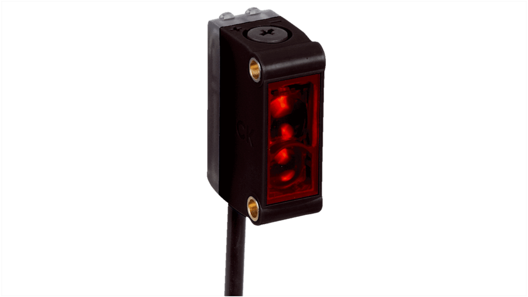 Fotocélula miniatura SICK, Sistema Supresión de Fondo, alcance 240 mm, salida PNP, Cable con conector macho M12, IP67