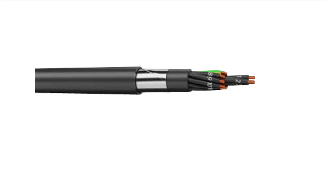 AXINDUS, Armoured, 100m 5 Core, Black Polyvinyl Chloride PVC Armoured Cable