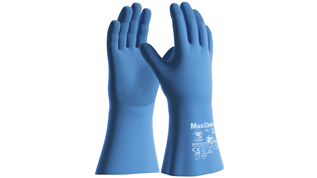 Gants ATG MaxiChem with TRItech, Taille 9, Résistant aux produits chimiques, Imperméable, 1 Paire, Bleu